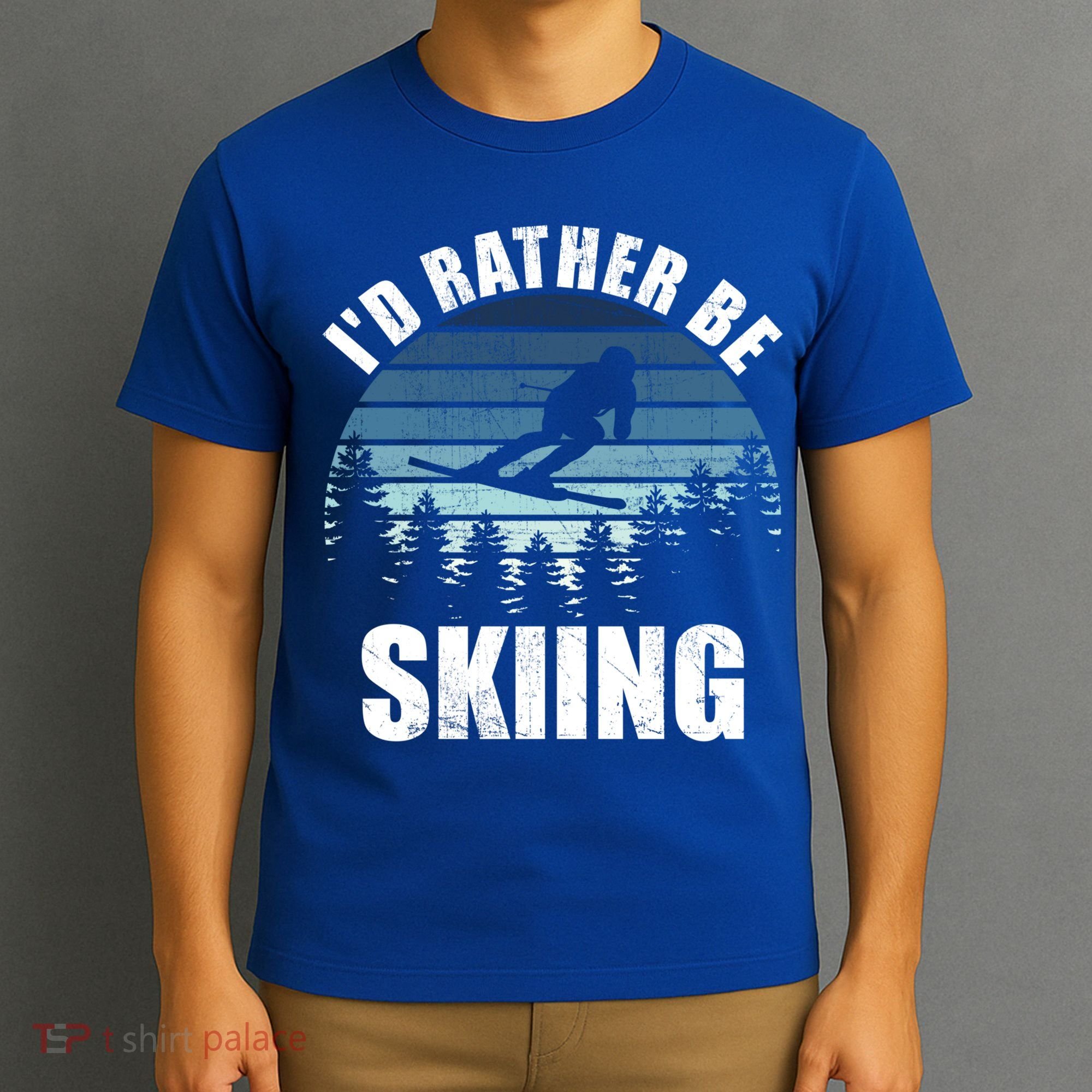 Vintage Skiing Sunset Id Rather Be Skiing Meaningful Gift T-Shirt