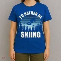 Vintage Skiing Sunset Id Rather Be Skiing Meaningful Gift T-Shirt thumb 4
