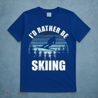Vintage Skiing Sunset Id Rather Be Skiing Meaningful Gift T-Shirt thumb 5