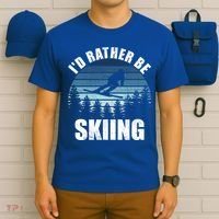 Vintage Skiing Sunset Id Rather Be Skiing Meaningful Gift T-Shirt thumb 6