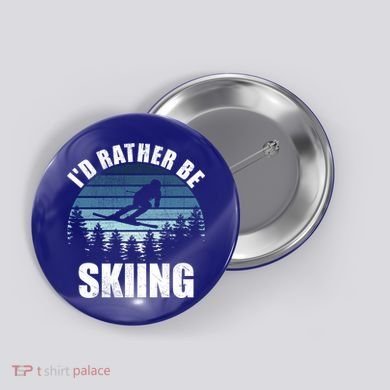Vintage Skiing Sunset Id Rather Be Skiing Meaningful Gift Button