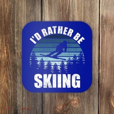 Vintage Skiing Sunset Id Rather Be Skiing Meaningful Gift Coaster