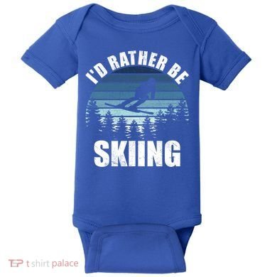 Vintage Skiing Sunset Id Rather Be Skiing Meaningful Gift Baby Bodysuit