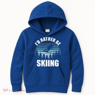 Vintage Skiing Sunset Id Rather Be Skiing Meaningful Gift Kids Hoodie