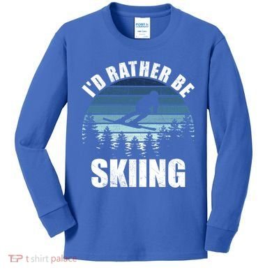 Vintage Skiing Sunset Id Rather Be Skiing Meaningful Gift Kids Long Sleeve Shirt