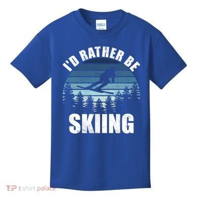 Vintage Skiing Sunset Id Rather Be Skiing Meaningful Gift Kids T-Shirt