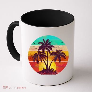Vintage Sunset Sunrise Palm Tree Island Coffee Mug