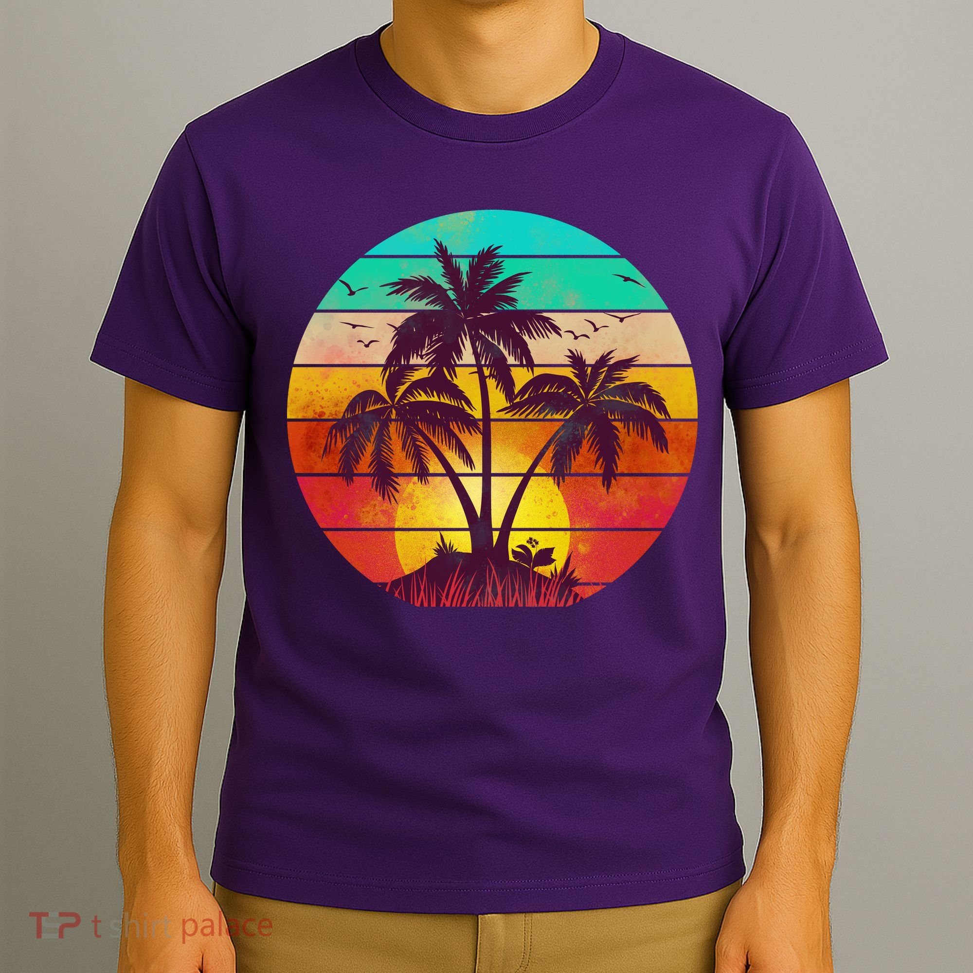 Vintage Sunset Sunrise Palm Tree Island T-Shirt