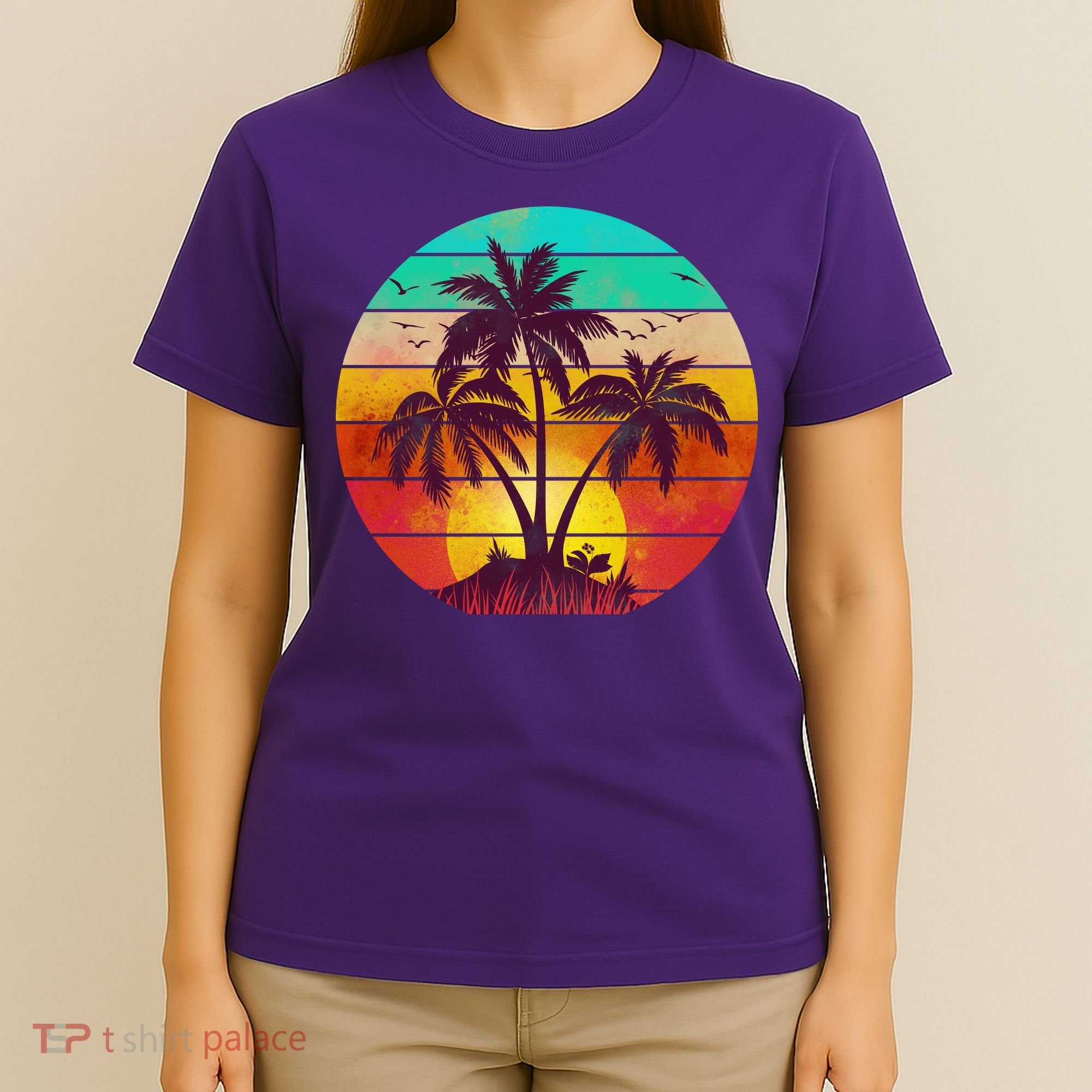 Vintage Sunset Sunrise Palm Tree Island T-Shirt