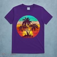 Vintage Sunset Sunrise Palm Tree Island T-Shirt thumb 5