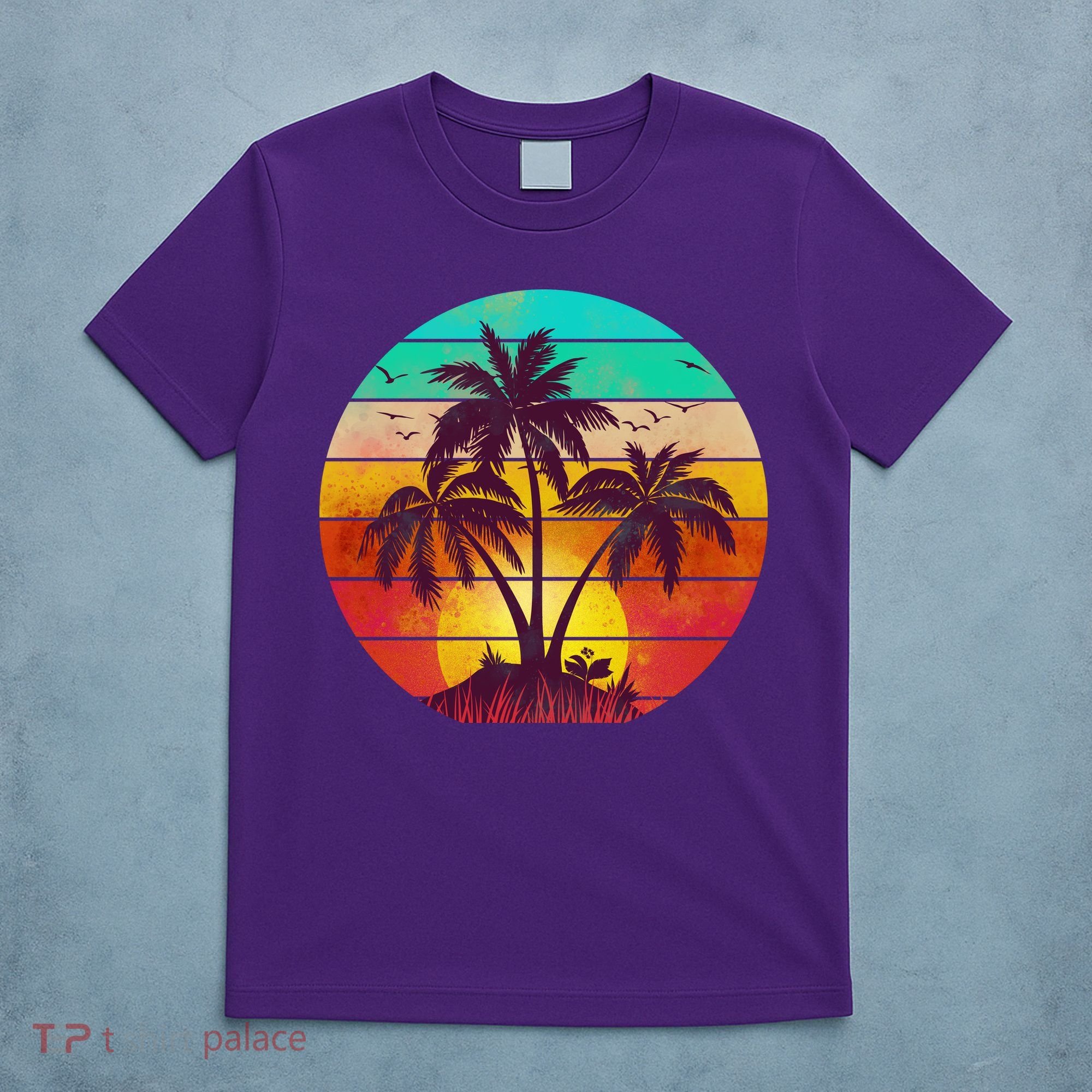 Vintage Sunset Sunrise Palm Tree Island T-Shirt