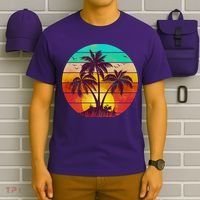 Vintage Sunset Sunrise Palm Tree Island T-Shirt thumb 6
