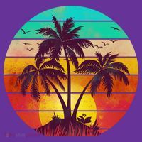 Vintage Sunset Sunrise Palm Tree Island T-Shirt thumb 7