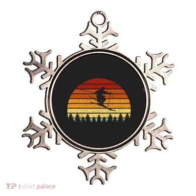 Vintage Sunset Skiing Gift For Skiers Ornament