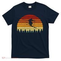 Vintage Sunset Skiing Gift For Skiers T-Shirt thumb 0