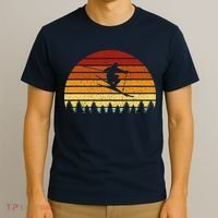 Vintage Sunset Skiing Gift For Skiers T-Shirt thumb 3