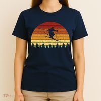 Vintage Sunset Skiing Gift For Skiers T-Shirt thumb 4