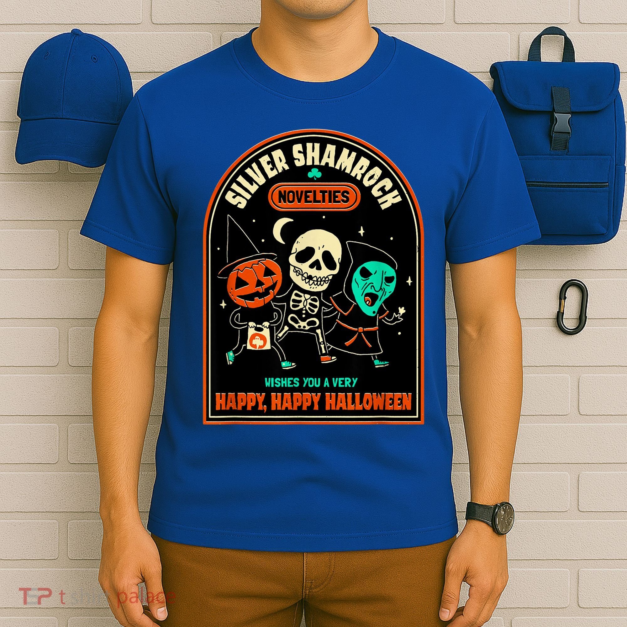 Vintage Silver Shamrock Novelties Happy Happy Halloween T-Shirt