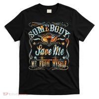 Vintage Somebody Save Me From Myself Floral Skull Retro T-Shirt thumb 0