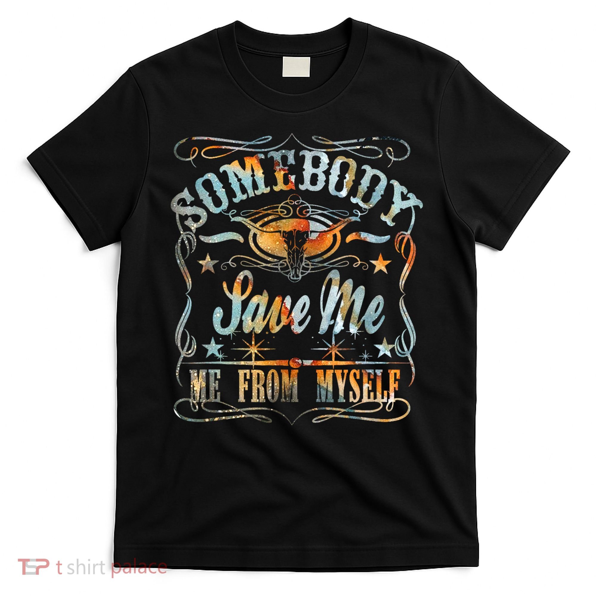 Vintage Somebody Save Me From Myself Floral Skull Retro T-Shirt