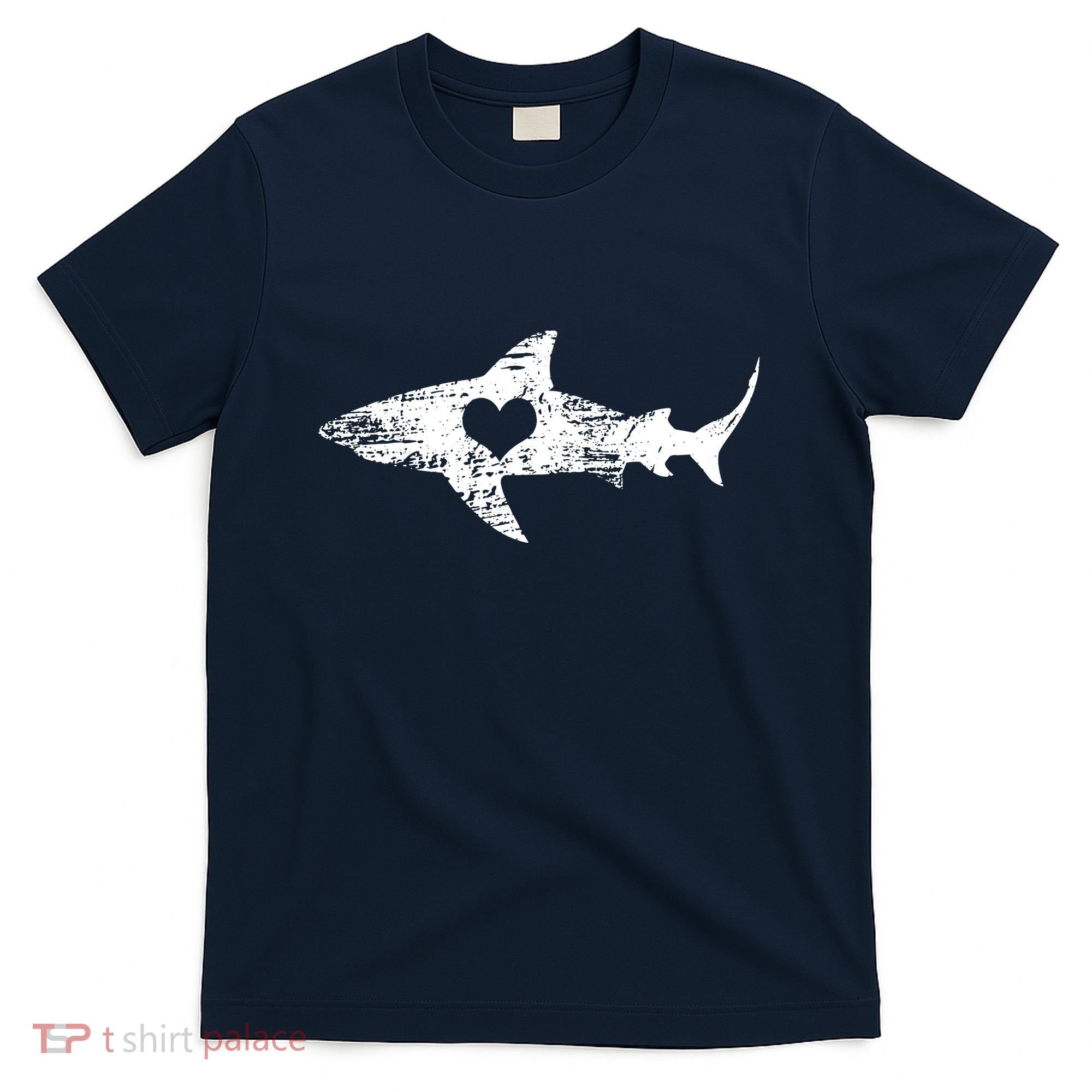 Vintage Shark Silhouette Hammerhead Shark Tiger Shark Heart T-Shirt