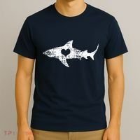 Vintage Shark Silhouette Hammerhead Shark Tiger Shark Heart T-Shirt thumb 3