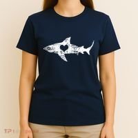 Vintage Shark Silhouette Hammerhead Shark Tiger Shark Heart T-Shirt thumb 4