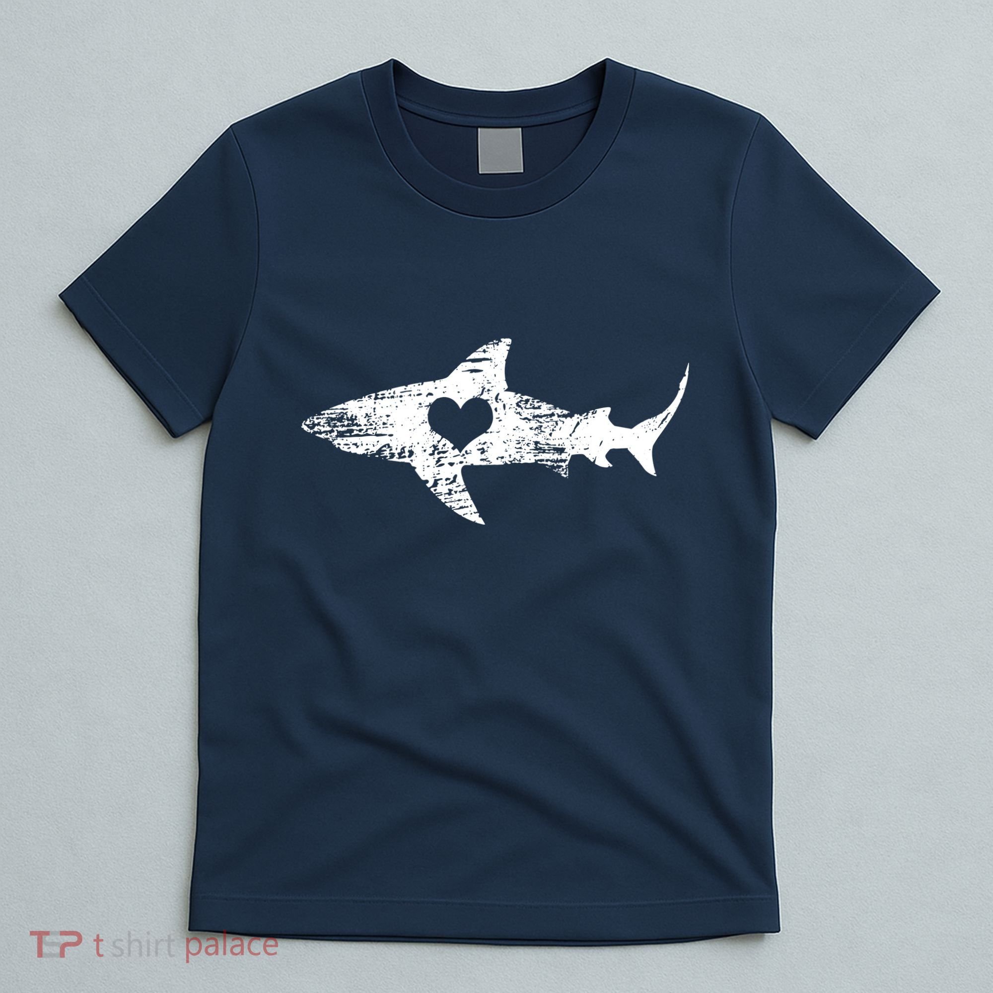 Vintage Shark Silhouette Hammerhead Shark Tiger Shark Heart T-Shirt