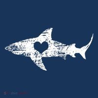 Vintage Shark Silhouette Hammerhead Shark Tiger Shark Heart T-Shirt thumb 7
