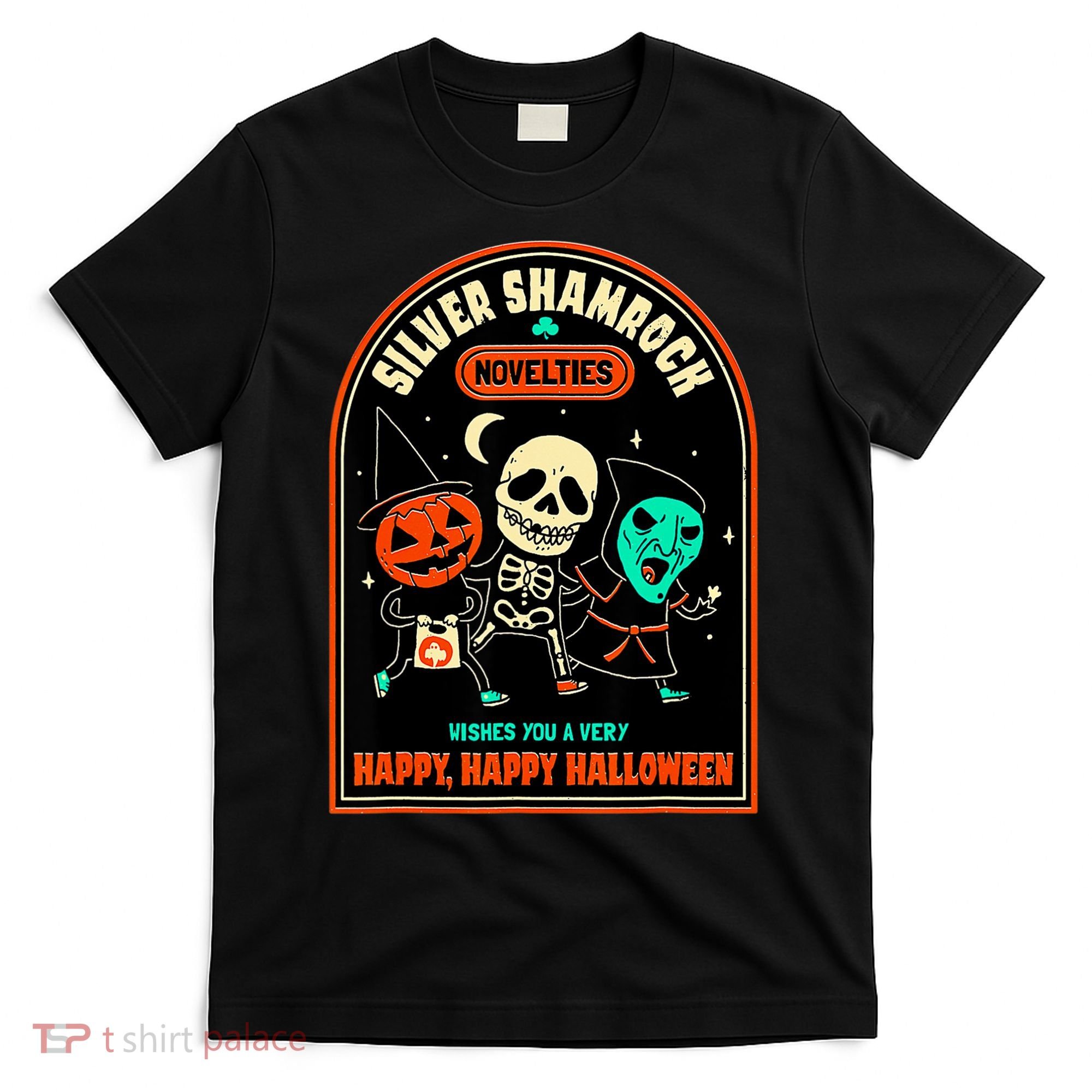 Vintage Silver Shamrock Novelties Happy Happy Halloween T-Shirt