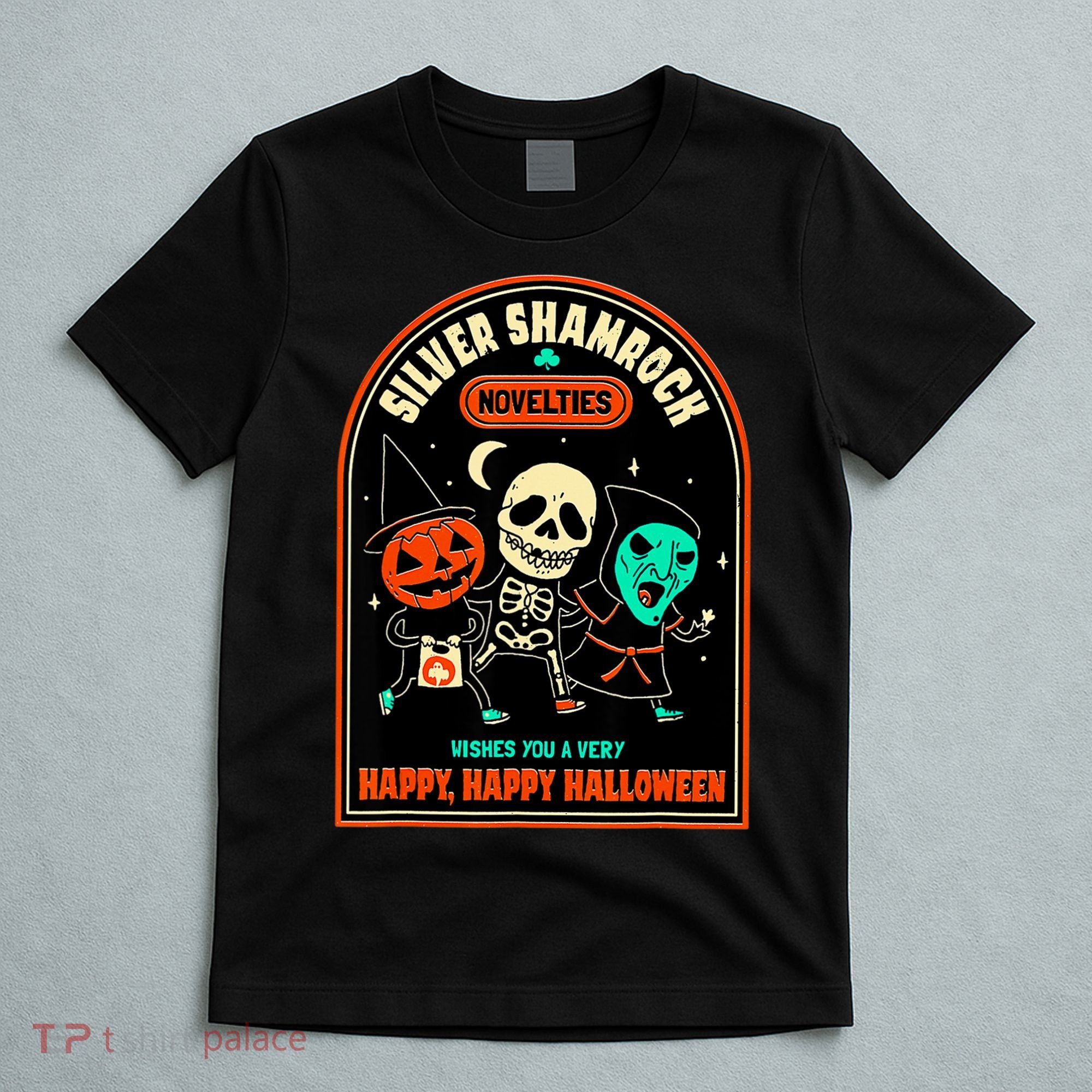 Vintage Silver Shamrock Novelties Happy Happy Halloween T-Shirt