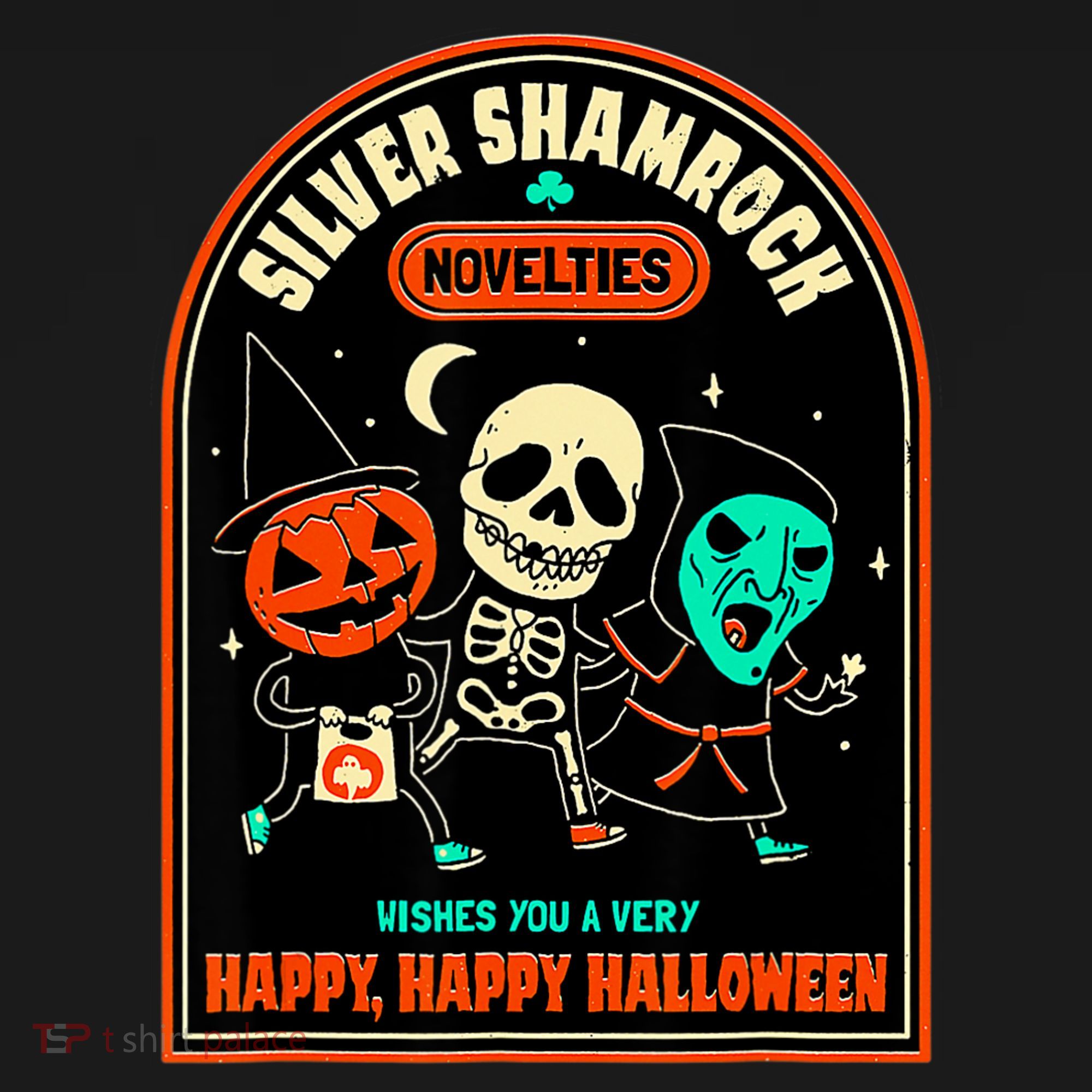 Vintage Silver Shamrock Novelties Happy Happy Halloween T-Shirt