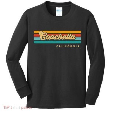 Vintage Sunset Stripes C.O.A.C.H.E.L.L.A California Kids Long Sleeve Shirt