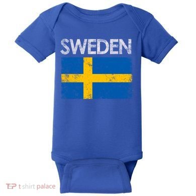 Vintage Sweden Swedish Flag Pride Gift Cool Gift Baby Bodysuit