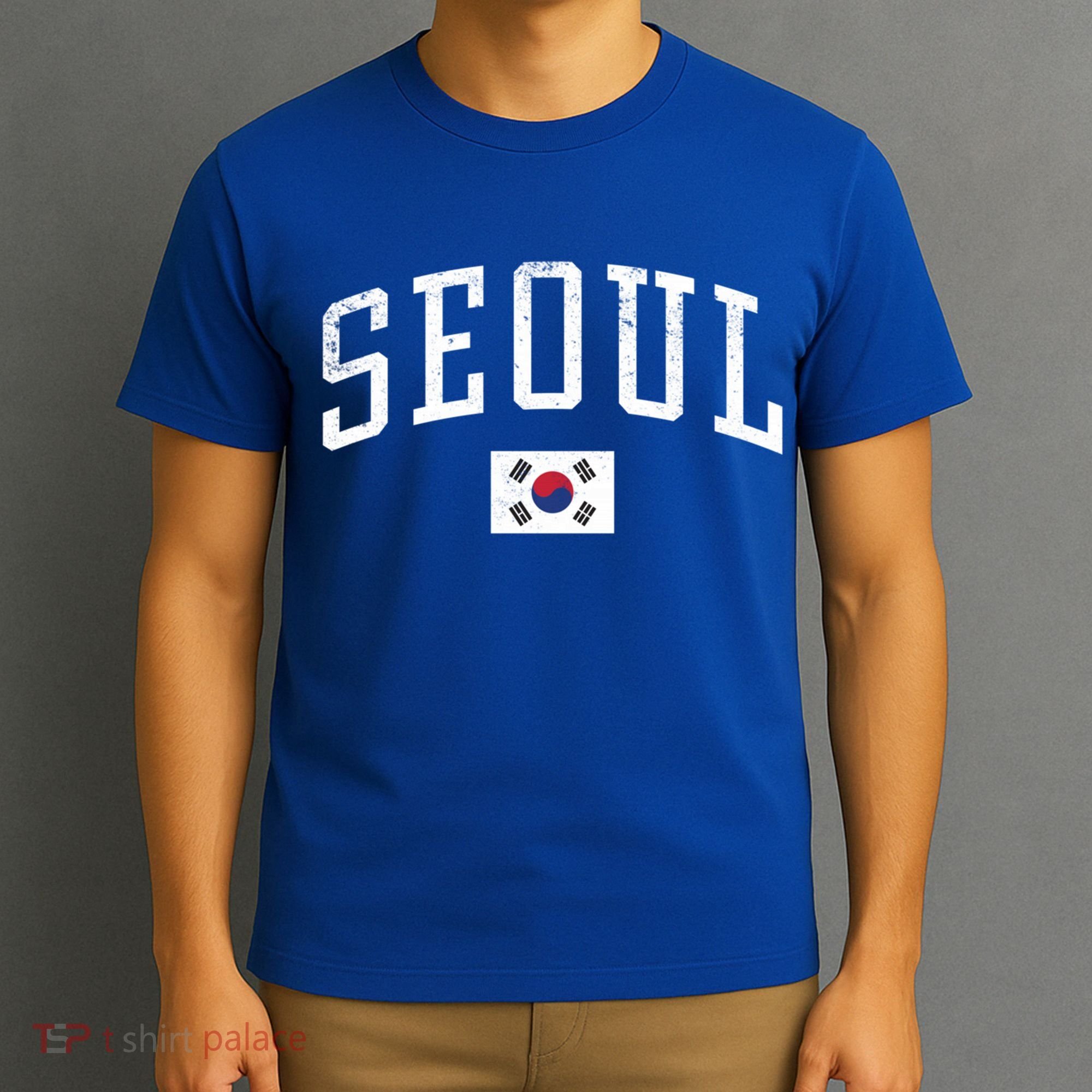 Vintage Seoul South Korea Country Flag Souvenir Vacation Cool Gift T-Shirt