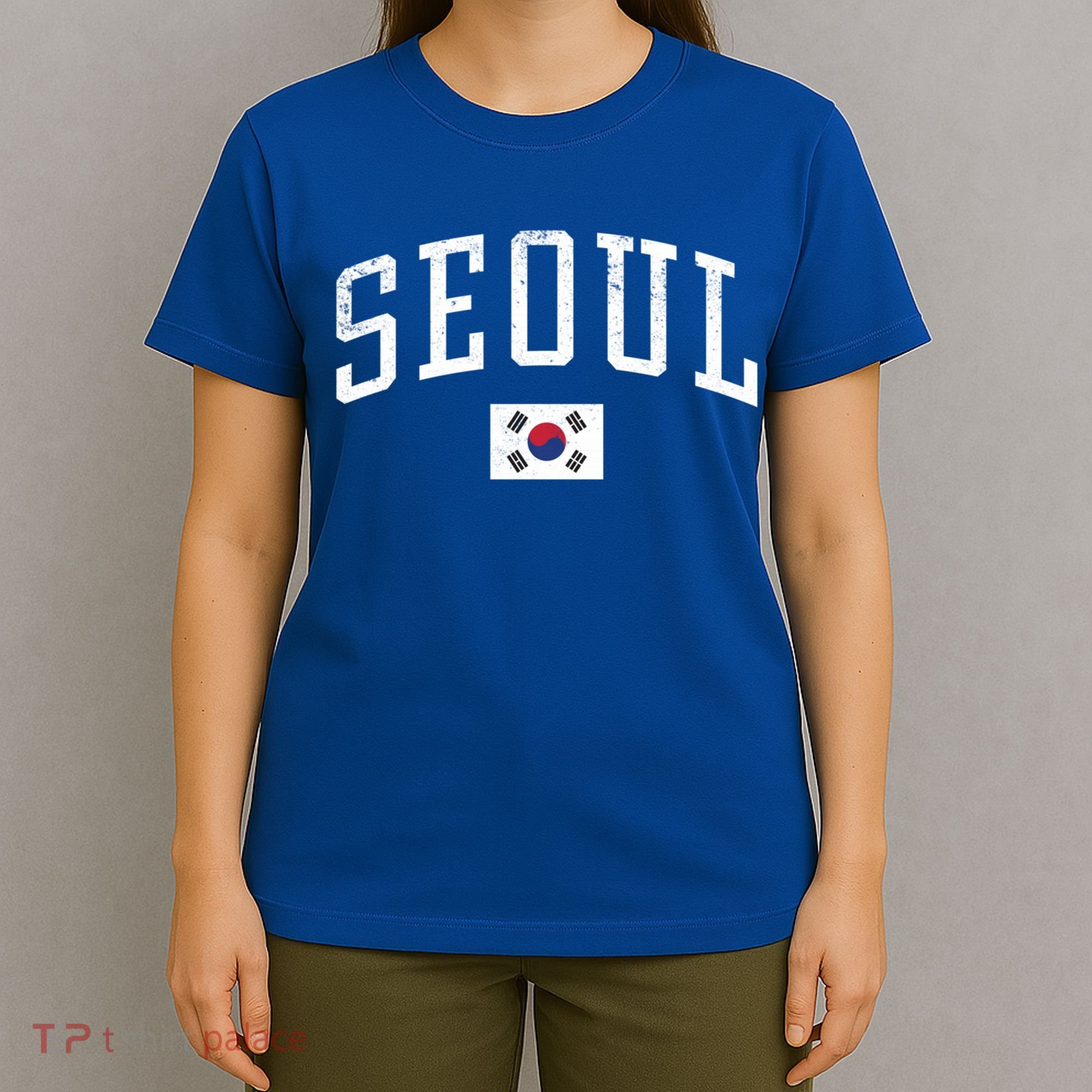 Vintage Seoul South Korea Country Flag Souvenir Vacation Cool Gift T-Shirt