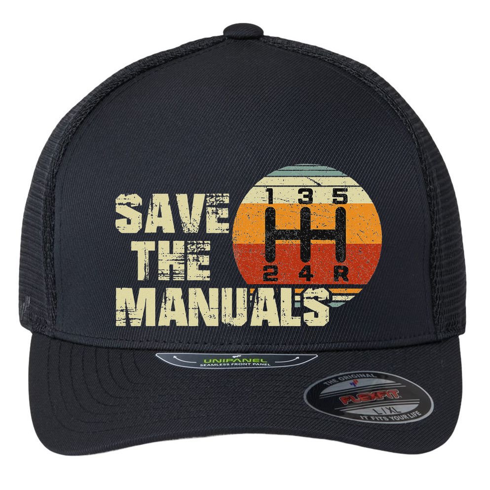 Vintage Save The Stick Manual Transmission Flexfit Unipanel Trucker Cap