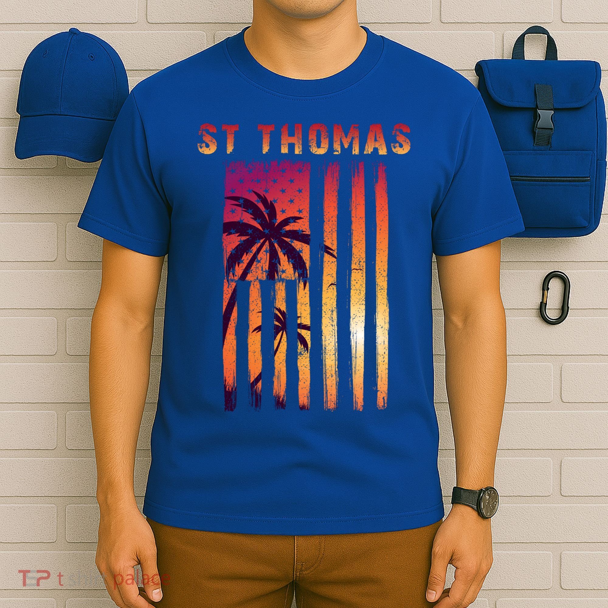Vintage St Thomas Us Virgin Islands Patriotic Flag Meaningful Gift T-Shirt