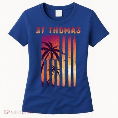 Vintage St Thomas Us Virgin Islands Patriotic Flag Meaningful Gift Women's T-Shirt