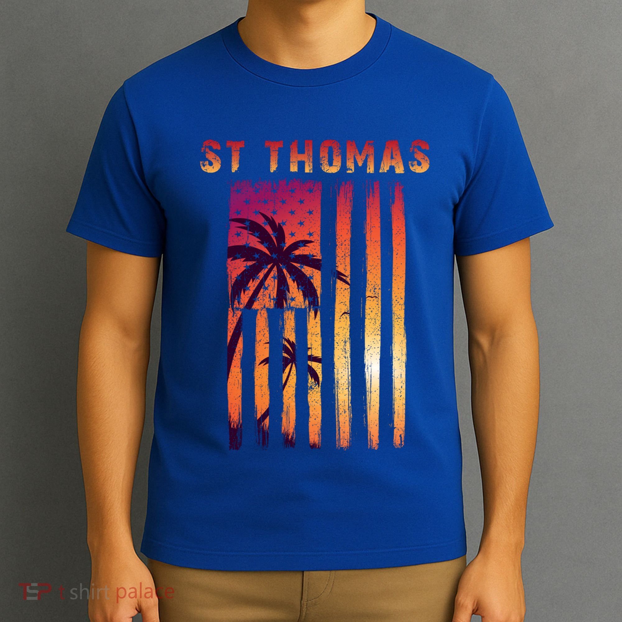 Vintage St Thomas Us Virgin Islands Patriotic Flag Gift T-Shirt