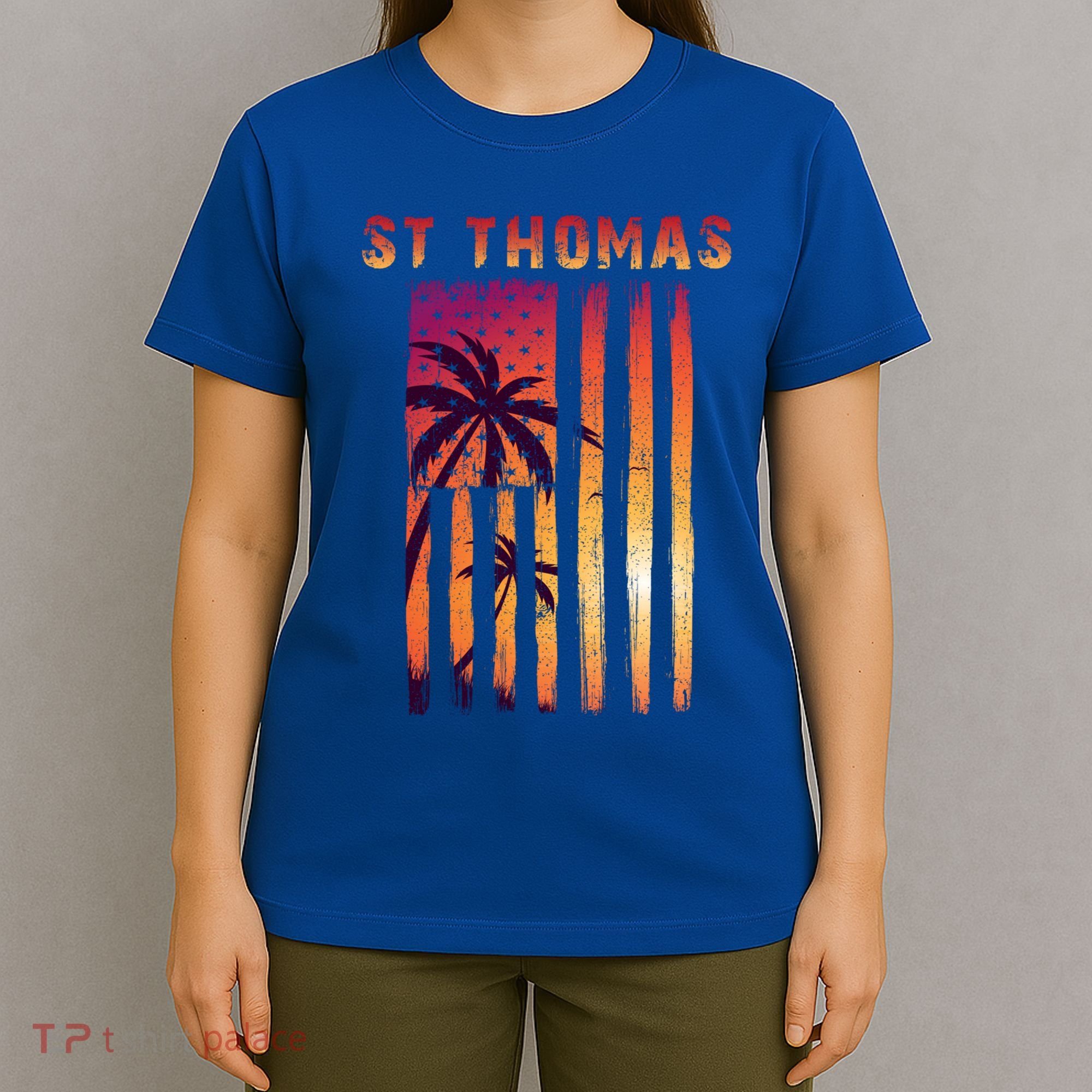 Vintage St Thomas Us Virgin Islands Patriotic Flag Gift T-Shirt