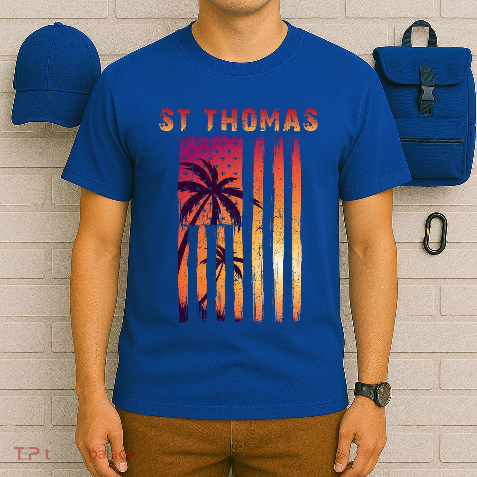 Vintage St Thomas Us Virgin Islands Patriotic Flag Gift T-Shirt