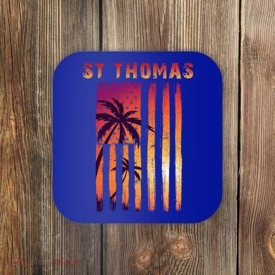 Vintage St Thomas Us Virgin Islands Patriotic Flag Gift Coaster
