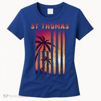 Vintage St Thomas Us Virgin Islands Patriotic Flag Gift Women's T-Shirt