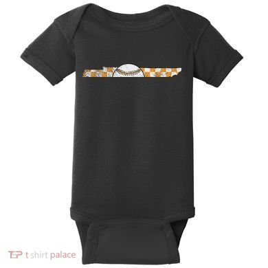 Volunr State Tennessee Checkerboard Baseball Tennessee Baby Bodysuit