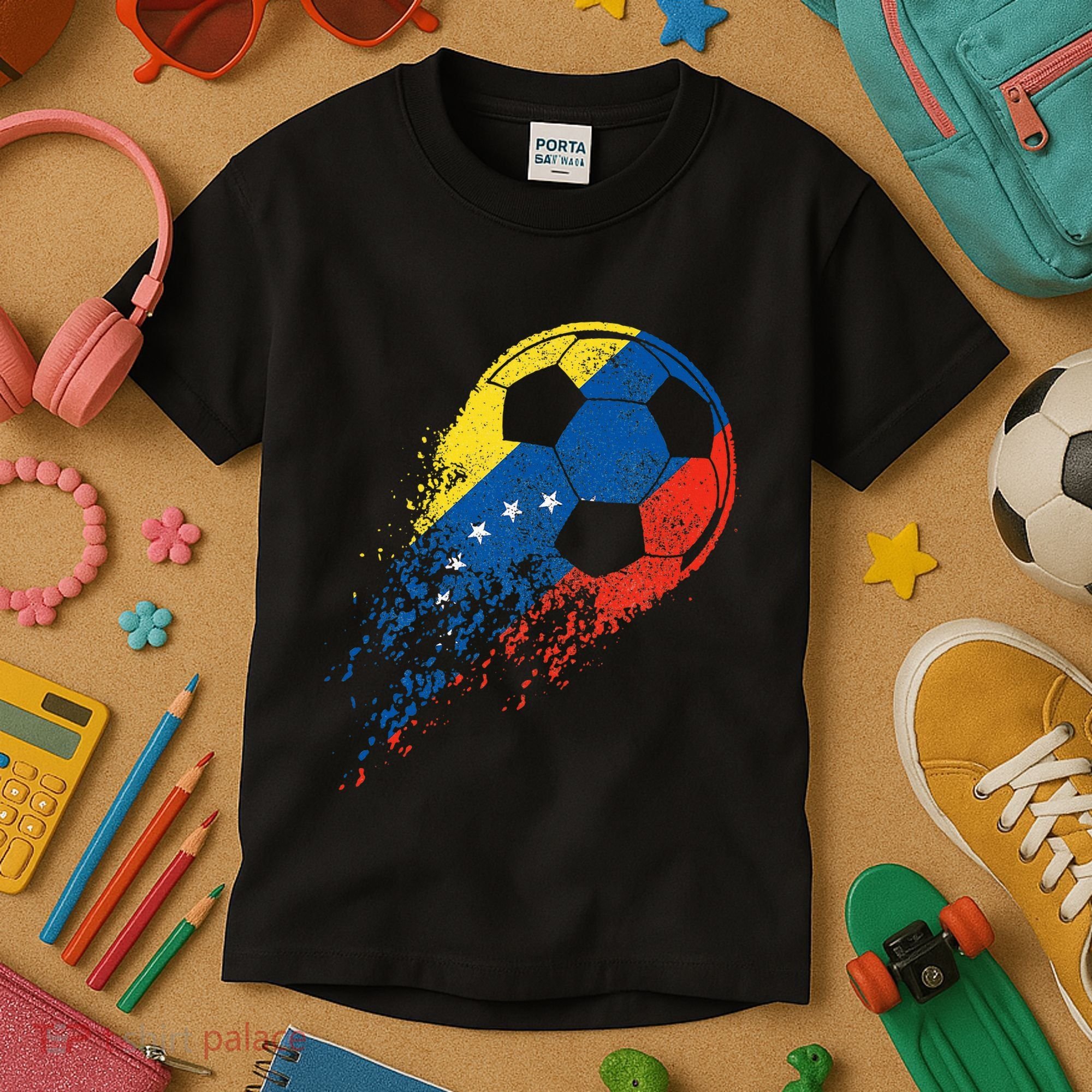 Venezuela Soccer Venezuelan Flag Pride Soccer Player Kids T-Shirt