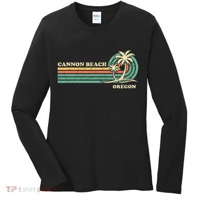 Vintage Summer Vacation Oregon Cannon Beach Women's Long Sleeve Shirt