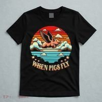 Vintage Sunset When Pig Fly 1600s Funny Saying Humorous T-Shirt thumb 5