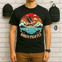 Vintage Sunset When Pig Fly 1600s Funny Saying Humorous T-Shirt thumb 6