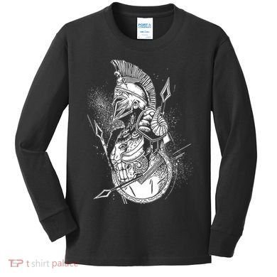Vintage Spartan Warrior Kids Long Sleeve Shirt